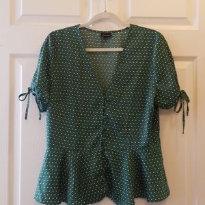 Green  Polka Dot Peplum